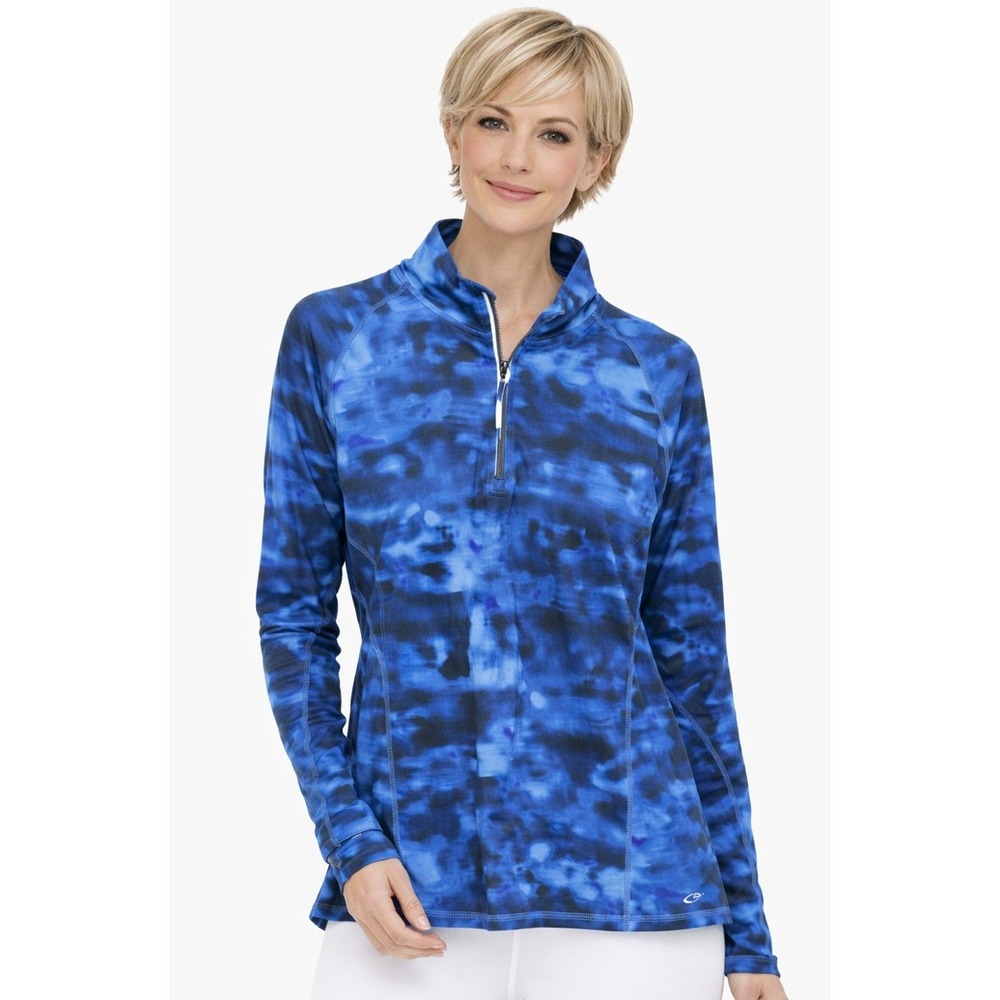 C9 Champion Duo Dry 1/4 Zip Pullover Womens Large Blue NWT Reflective Thumbholes